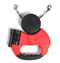 Retractable Dual Leash for 2 Dogs, with Flashlight