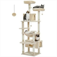 Rascador Torre para Gatos con Casitas, Hamaca y Juguetes