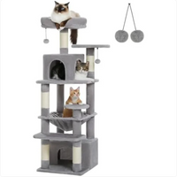 Rascador Torre para Gatos con Casitas, Hamaca y Juguetes