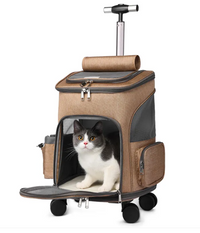 Transportín Trolley Plegable para Mascotas, con Ruedas y Mochila