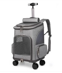 Transportín Trolley Plegable para Mascotas, con Ruedas y Mochila