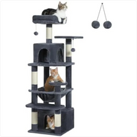 Rascador Torre para Gatos con Casitas, Hamaca y Juguetes