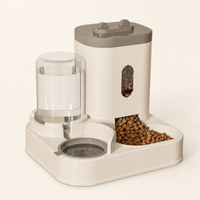 Dispensador automático de agua y comida para mascotas, color gris minimalista