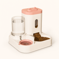 Dispensador automático de agua y comida para mascotas, color rosa melocotón
